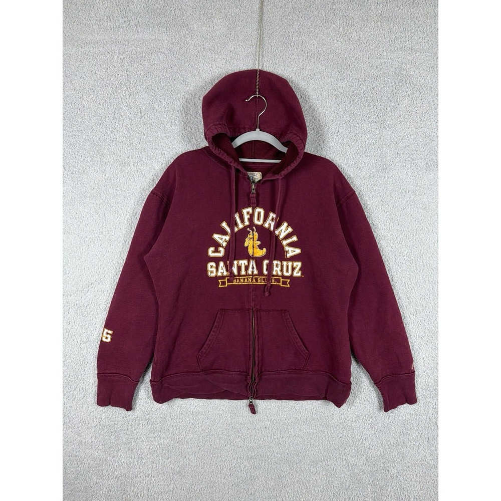 Vintage UC Santa‎ Cruz Banana Slugs Maroon Full Zip Hoodie Women's Size XL Y2K